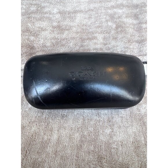 Coach Black Leather Sunglasses Hard Clam Case - Picture 1 of 8